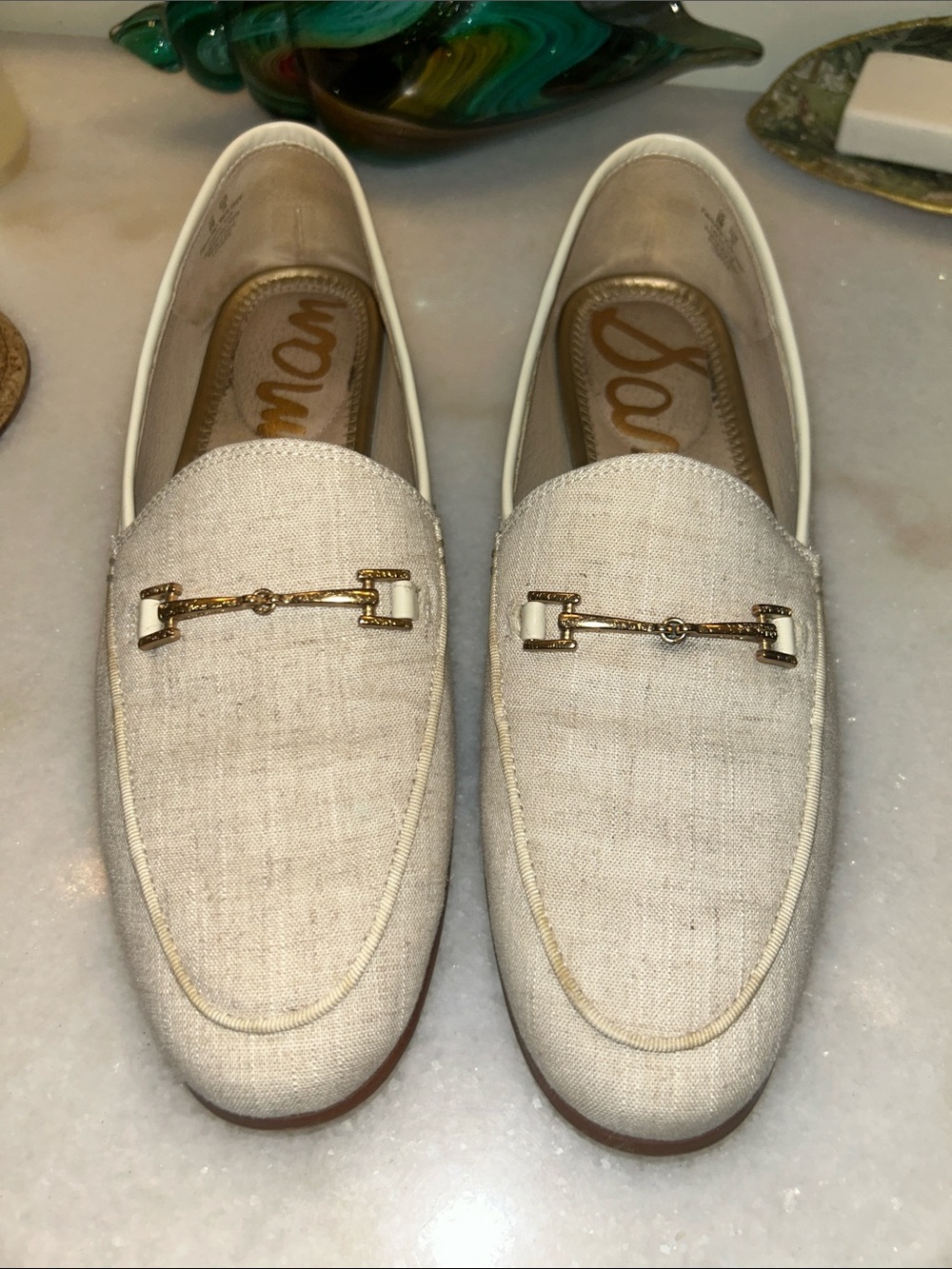 Sam Edelman Women’s Linen Bit Loafers in Natural 9